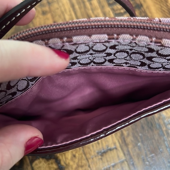 Coach Maroon/Purple Signature Logo Wristlet - Picture 4 of 8